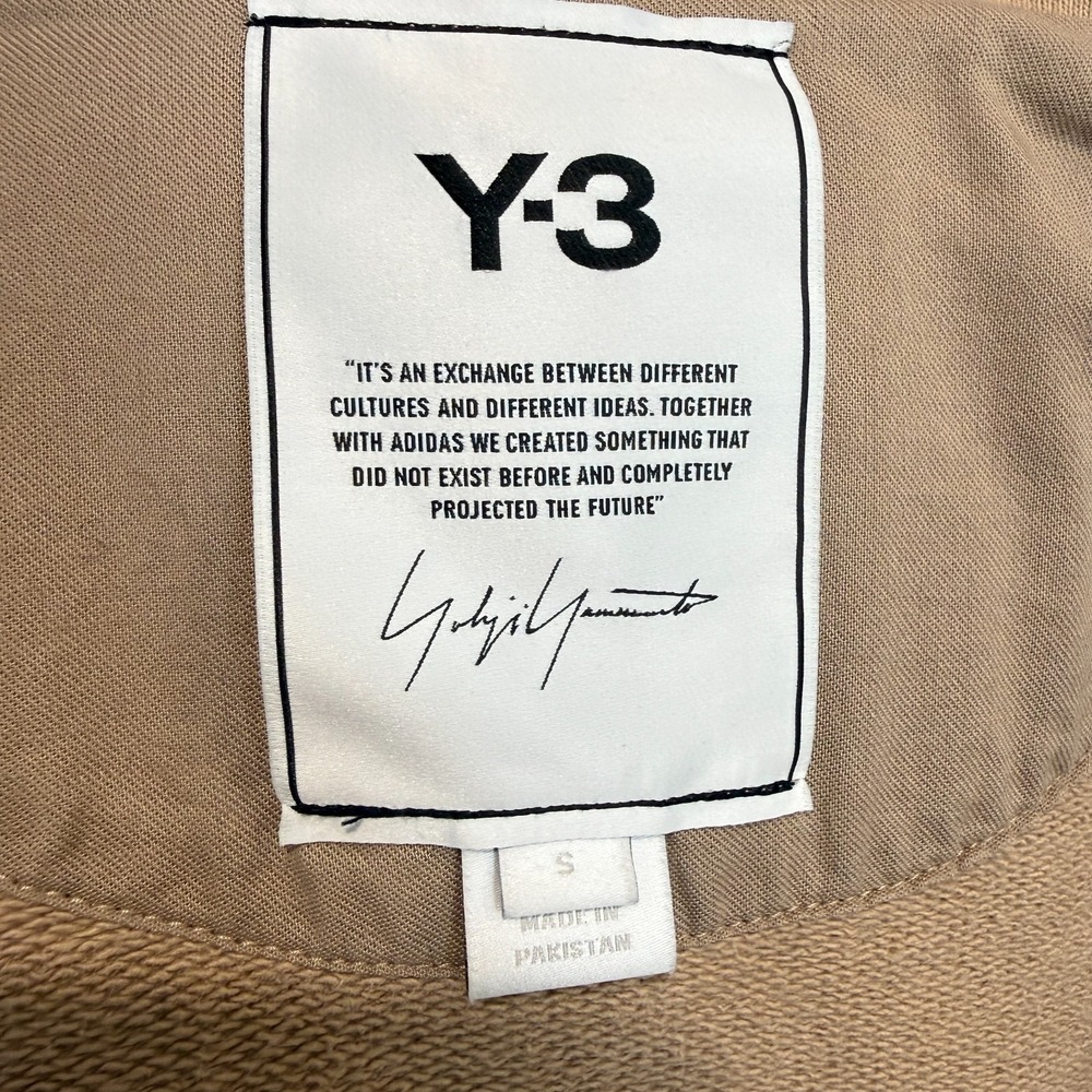 Y3 Logo Hoodie Sweatshirt Adult Small French Terry Trace Khaki *stain - Picture 14 of 14